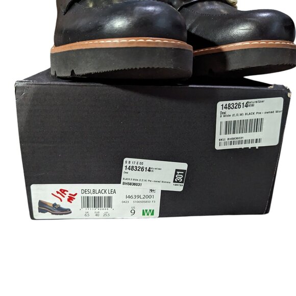 Naturalizer 9 WIDE Women's Desi Black Lug Loafers Low Block Heel Size 9 WIDE - Picture 5 of 7